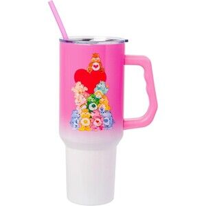 Care Bears Stainless Steel Insulated Travel Tumbler w Handle, Lid & Straw  NWT